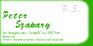 peter szapary business card